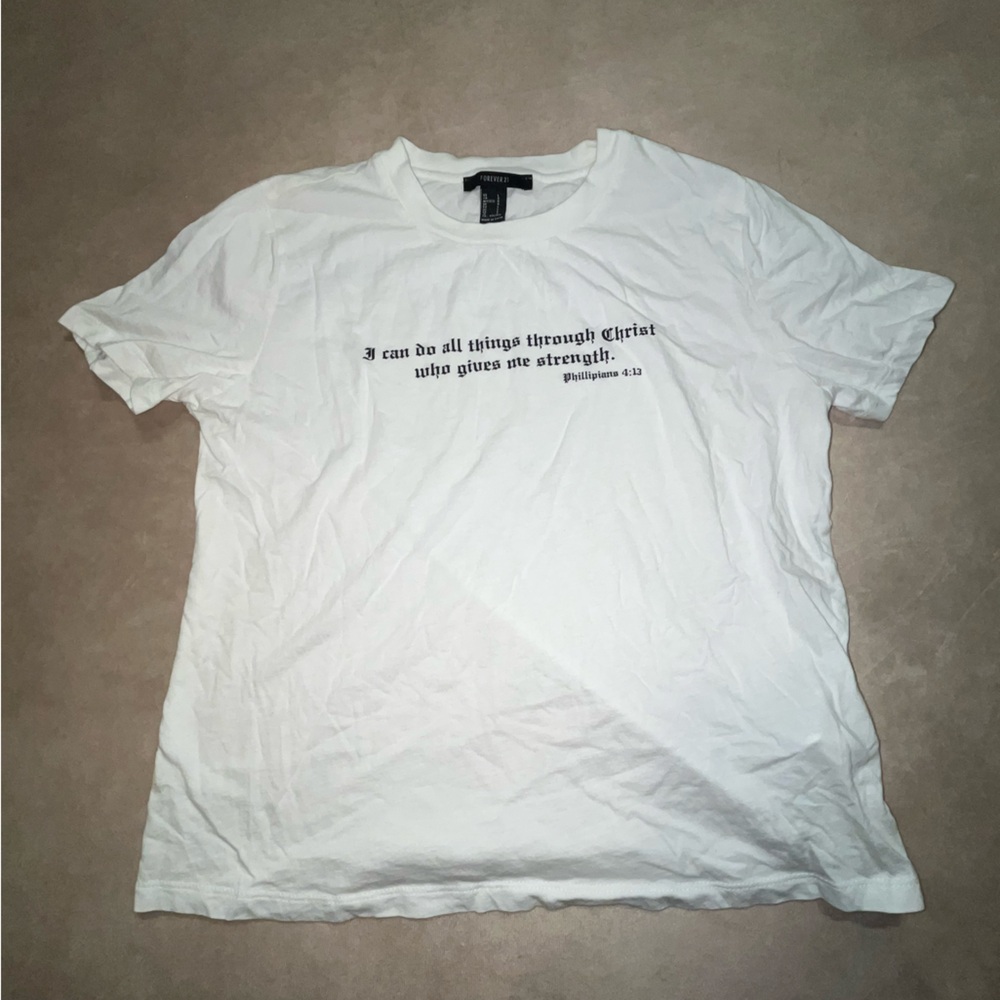 White Graphic Bible Scripture Quote T-Shirt